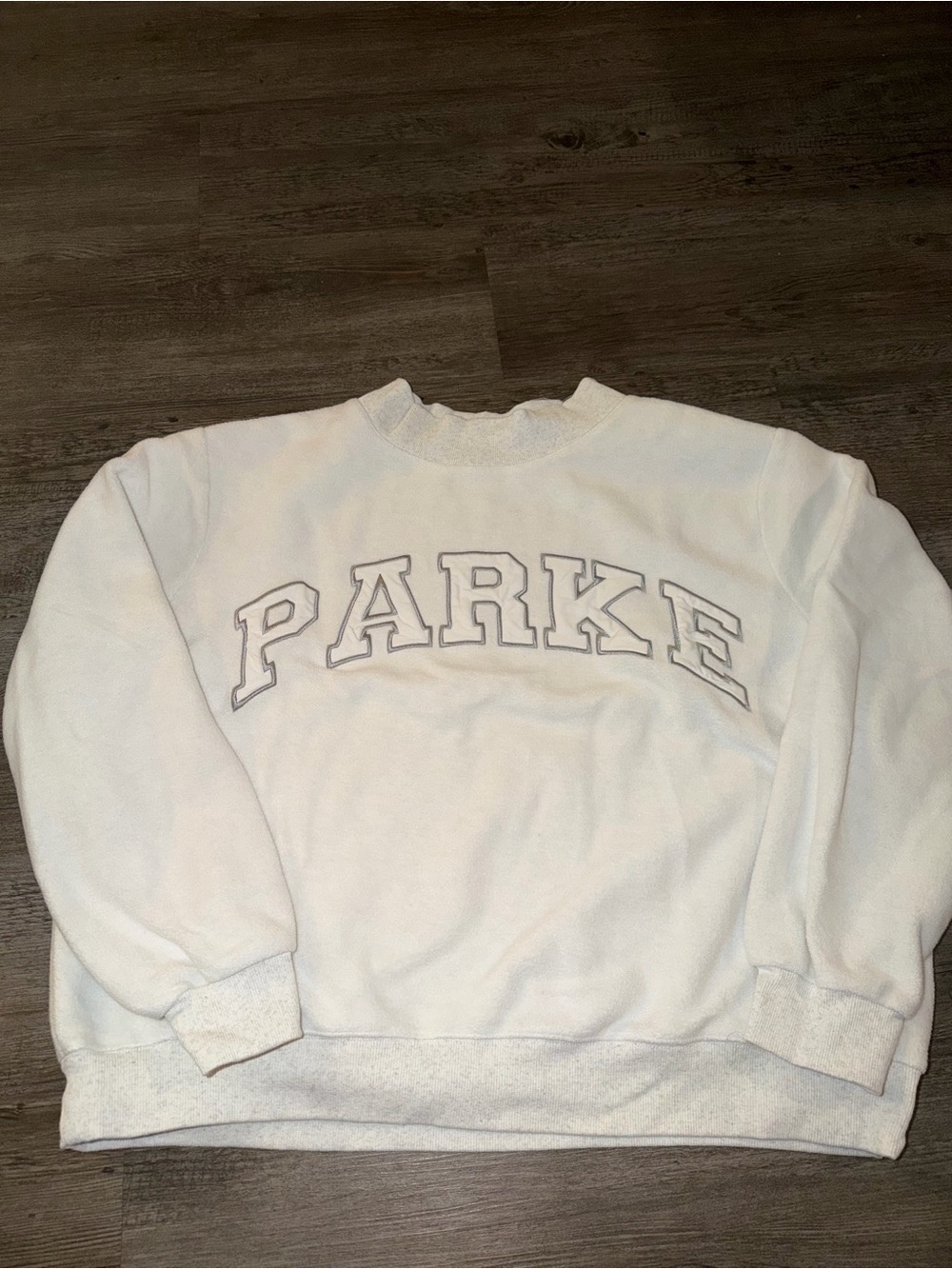White 'PARKE' Embroidered Crewneck Sweatshirt